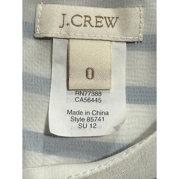 J. Crew Nautical Dress Silk Elastic Waist Striped Size 0 Blue White Sleeveless - Picture 2 of 10